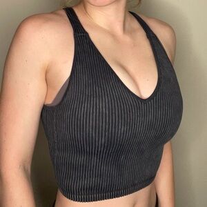 90 Degree By Reflex Black Ribbed Crop Top